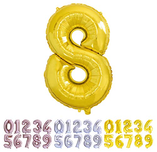 Luftballon Geburtstag Nr. 8 XXL Gold - Riesen Folienballon in 70 cm Geburtstagsdeko | Ballon Zahl Deko zum Geburtstag | fliegt mit Helium Luftballon Geburtstag Nr. 8 XXL Gold - Riesen Folienballon in 70 cm Geburtstagsdeko | Ballon Zahl Deko zum Geburtstag | fliegt mit Helium von Desconocido
