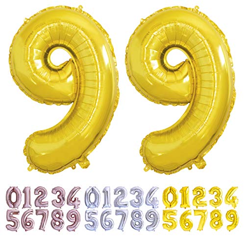Luftballon Geburtstag Nr. 99 XXL Gold - Riesen Folienballon in 70 cm Geburtstagsdeko | Ballon Zahl Deko zum Geburtstag | fliegt mit Helium Luftballon Geburtstag Nr. 99 XXL Gold - Riesen Folienballon in 70 cm Geburtstagsdeko | Ballon Zahl Deko zum Geburtstag | fliegt mit Helium von Desconocido