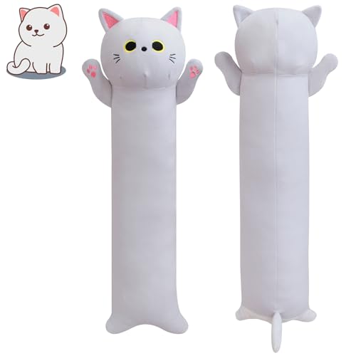 Desdfcer Katze Plüsch Umarmung Kissen Spielzeug - Katze Plüschtiere Kissen Spielzeug - Katze Kissen Plüsch für alle Altersgruppen - Geschenk für Weihnachten Geburtstag Kindertag(Weiß-53CM) von Desdfcer