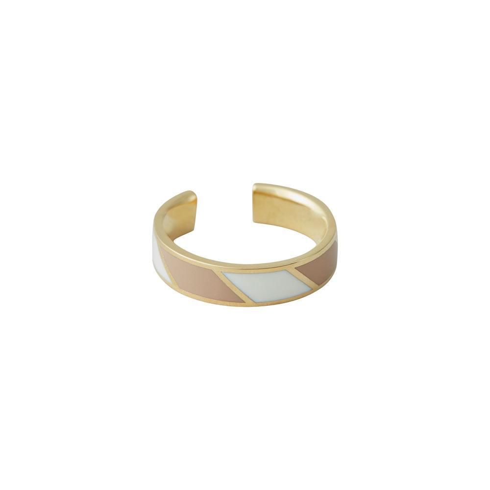 Design Letters Candy Ring gestreift, Beige/Weiß von Design Letters