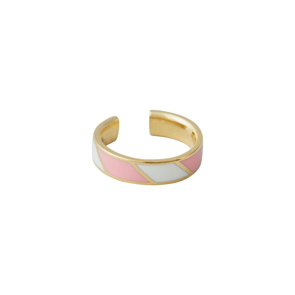 Design Letters Candy Ring gestreift, Rose/Weiß von Design Letters