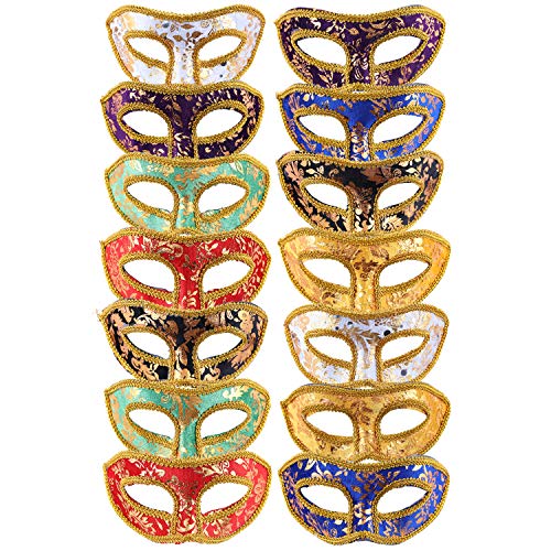 DesignerBox Maskerade Masken Set (14 Stück) Venezianischer Stil Halbgesichtsmasken für Partygänger, Karnevalsbegeisterte, Cosplay-Teilnehmer, Eventteilnehmer, Bühnenkünstler von DesignerBox