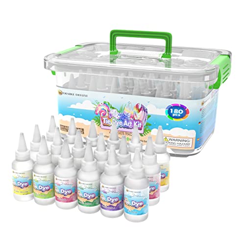 Desire Deluxe | Batik-Kit | 18 Farben zum Färben von Stoff und Kleidung, kreative Bastelspiele Tie Dye Kit, Aktivitäten für Kinder und Erwachsene (180 Stück) von Desire Deluxe