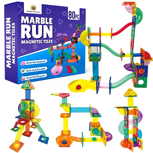 Desire Deluxe Laufball Magnetische Bausteine Magnet Montessori Spielzeug für Kinder, Lernspielzeug für Jungen und Mädchen, 3 4 5 6 7 8 Jahre alt, XXL Set mit 80 Teilen von Desire Deluxe