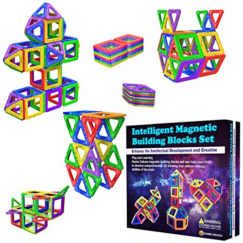 Desire Deluxe Magnetische Bausteine Magnet Montessori Spielzeug für Kinder 40PC Set Teilen ab 3 4 5 6 7 8 Alter Jahren, ideales Lernspielzeug für Mädchen Jungen Koordination und zum Bauen in Geschenk von Desire Deluxe