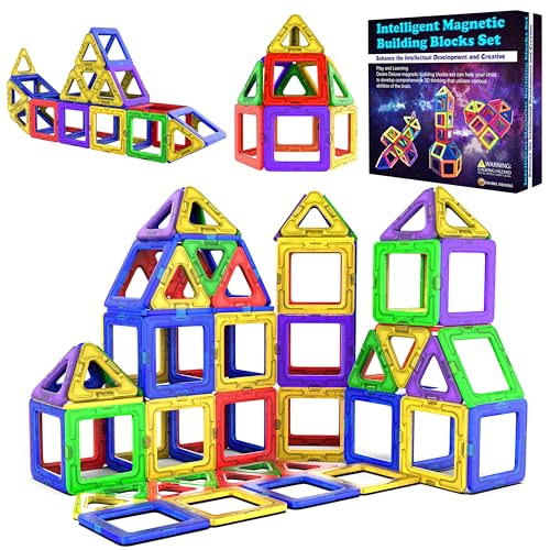 Desire Deluxe Magnetische Bausteine Magnet Montessori Spielzeug für Kinder 40PC Set Teilen ab 3 4 5 6 7 8 Alter Jahren, ideales Lernspielzeug für Mädchen Jungen Koordination und zum Bauen in Geschenk von Desire Deluxe