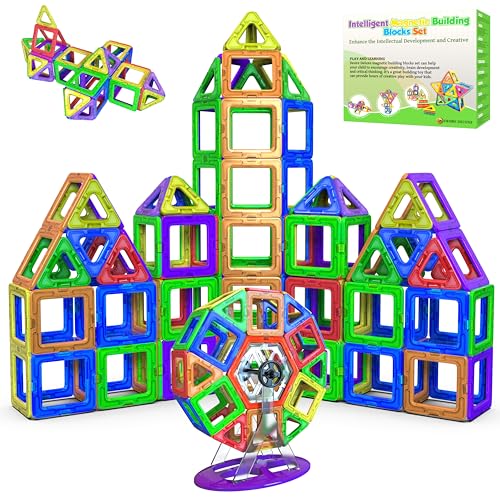 Desire Deluxe Magnetische Bausteine 94PC Konstruktion Bauen Blöcke Set Montessori Spielzeug Teilen für Kinder ab 2 3 4 5 6 7 8 Alter Jahren, Lernspielzeug für Mädchen Jungen Pädagogisches Geschenk von Desire Deluxe