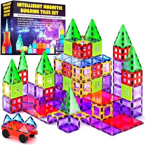 Desire Deluxe Magnetische Bausteine Magnet Montessori Spielzeug für Kinder, Magnetbausteine für Jungen und Mädchen, 3 4 5 6 7 8 Jahre alt, 57pc Set von Desire Deluxe