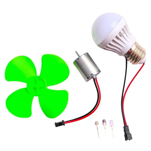 Desiumite Mini-Windturbine mit Klingen, 12 V, Generator-Set, geeignet für Power-Experimente, Heimwerker, erneuerbare Energien, Modellbausatz für Schulprojekte (mit Blub) von Desiumite