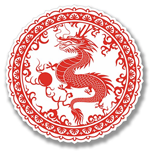 Aufkleber #4085 Chinesischer Drache, 10 x 10 cm, 2 Stück von Destination Vinyl