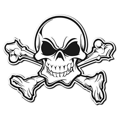 Vinyl-Aufkleber #4011 Totenkopf Jolly Roger Bones iPad Fun Laptop Aufkleber #4011 (10 cm breit x 8 cm hoch), 2 Stück von Destination Vinyl