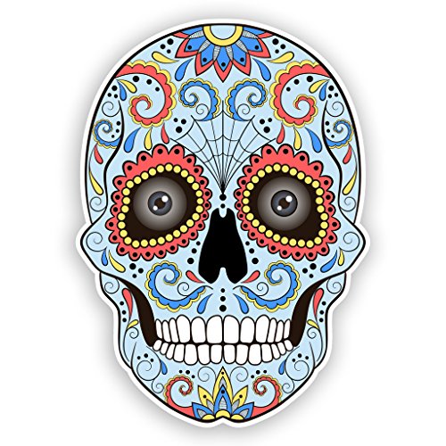 2 x 10 cm/100 mm Sugar Skull mit Augen Vinyl Aufkleber Mexiko Festival Tag der Toten #7429 von DestinationVinyl