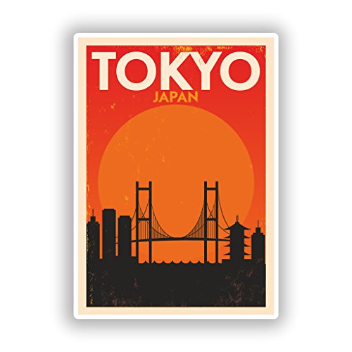 Tokyo Japan Skyline Aufkleber für Reisegepäck, Vinyl, 2 Stück 10cm/100mm Wide farblos Tokyo Japan Skyline Aufkleber für Reisegepäck, Vinyl, 2 Stück 10cm/100mm Wide farblos von DestinationVinyl