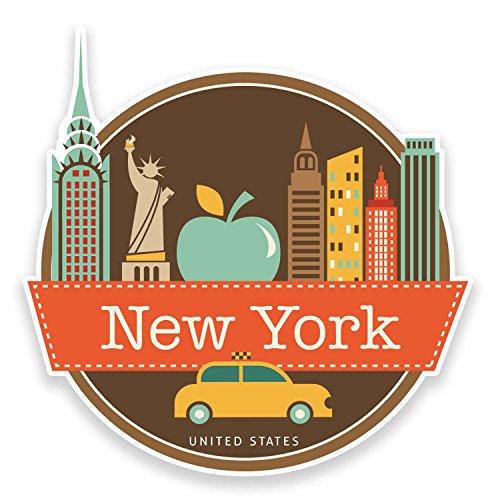 Vinyl-Aufkleber, Motiv: New York USA, für Laptop, Reisegeschenk, Gepäck, Auto, Koffer, #9208, 10 cm breit x 10 cm hoch, 2 Stück Vinyl-Aufkleber, Motiv: New York USA, für Laptop, Reisegeschenk, Gepäck, Auto, Koffer, #9208, 10 cm breit x 10 cm hoch, 2 Stück von DestinationVinyl