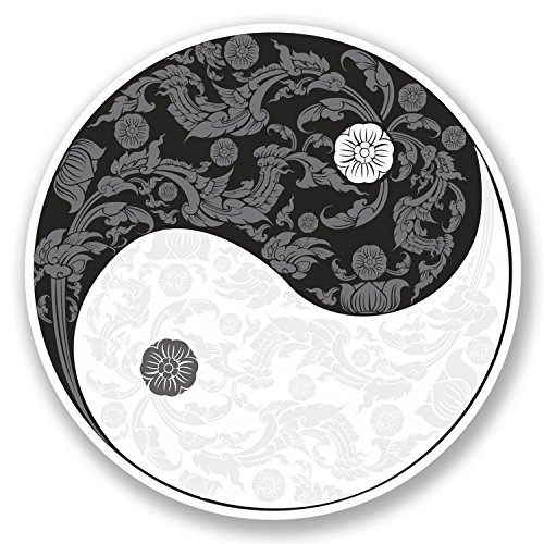 Yin Yang Vinyl-Aufkleber für Laptop, Yoga, Meditation, Ying Karate, 5655, 10 x 10 cm, 2 Stück von DestinationVinyl