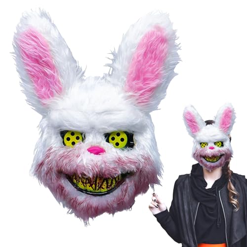 Blutige Kaninchen Maske, Halloween Horror Maske, bunny mask, Ostern Kaninchen Maske, Plüsch Hasen Maske, Halloween Hasenmaske Horror Masken für Halloween Party Costume Cosplay Decoration von Detontek