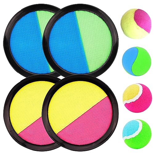 Klettballspiel, Klettballspiel für Kinder mit 4 Klett Ball Paddle und 4 Klettball, Kinder Fangball-Spiel, Spielzeug Werfen Klettspiel,Klettball Strandspielzeug für Strandspiele,Garten,Innen und Außen Klettballspiel, Klettballspiel für Kinder mit 4 Klett Ball Paddle und 4 Klettball, Kinder Fangball-Spiel, Spielzeug Werfen Klettspiel,Klettball Strandspielzeug für Strandspiele,Garten,Innen und Außen von Detontek