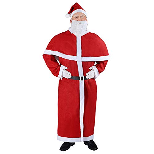 DeTeX® Weihnachtsmann Kostüm 5tlg. Set Nikolaus Anzug Erwachsenen Santa Claus Cosplay Verkleidung Einheitsgröße M - XXXL von Deuba