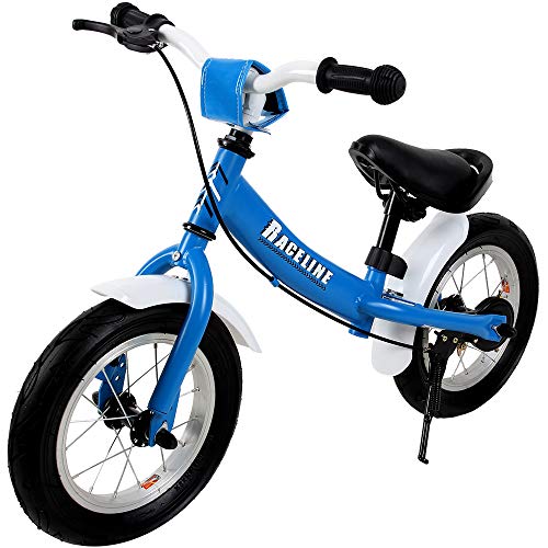 Spielwerk® Kinder Laufrad Höhenverstellbar Bremse Lenkrad ab 2-5 Jahre Fahrrad 12 Zoll Luftreifen Lauflernrad Sattel Gummigriffe Balance Bike Blau von Spielwerk