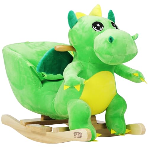 Spielwerk® Schaukeltier Dino inkl. Sound Effekt Sicherheitsgurt Plüsch Schaukel Wippe Kinder Baby Spielzeug Balancetraining besonders weich Schaukelpferd von Deuba