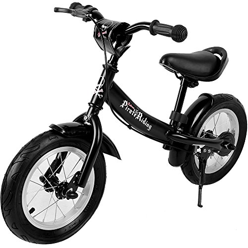 Spielwerk® Kinder Laufrad Höhenverstellbar Bremse Lenkrad ab 2-5 Jahre Fahrrad 12 Zoll Luftreifen Lauflernrad Sattel Gummigriffe Balance Bike Schwarz von Spielwerk