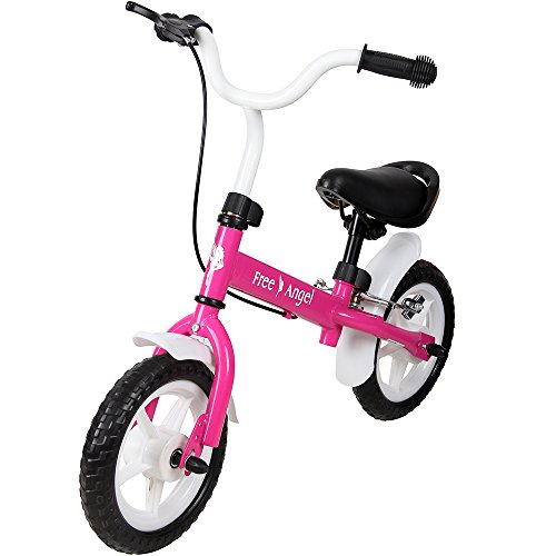 Spielwerk® Kinder Laufrad Höhenverstellbar Bremse Lenkrad ab 2-5 Jahre Fahrrad 10 Zoll PU Reifen Lauflernrad Sattel Gummigriffe Balance Bike Rosa von Spielwerk