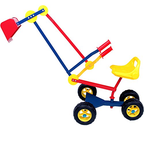 Spielwerk® Sitzbagger 360° Radius Schwenk- und Greiffunktion bis 50kg Sandkasten Aufsitzbagger Reifen Schaufel Kinder Spielzeug ab 3 Jahren Metall von Deuba