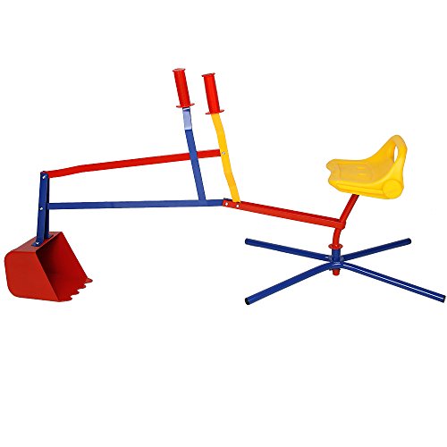 Spielwerk® Sitzbagger 360° Radius Schwenk- und Greiffunktion bis 50kg Sandkasten Aufsitzbagger Schaufel Kinder Spielzeug ab 3 Jahren Metall von Deuba