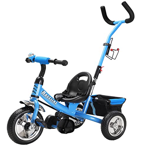Spielwerk® Dreirad 2in1 mit Schubstange ab 1 Jahr Getränkehalter Kinderdreirad Klappbare Fußablage Baby Buggy Laufrad Kinderwagen Kleinkind Blau Spielwerk® Dreirad 2in1 mit Schubstange ab 1 Jahr Getränkehalter Kinderdreirad Klappbare Fußablage Baby Buggy Laufrad Kinderwagen Kleinkind Blau von Deuba
