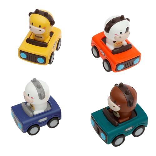 Deuson 4 Stück Aufziehautos,Baby Spielzeugauto,Niedliches Kleines Auto Spielzeug für Kleinkinder,Pull Back Auto Geschenke für Mädchen und Jungen ab 1 Jahr(Grün + orange + blau + gelb) von Deuson