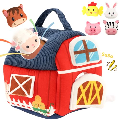 Deuson Bauernhof Baby Spielzeug,Montessori Spielzeug für Babys,Sensorisches Toys,mit Weichen Kuscheltieren und Spiegel,für Babys ab 6 Monate,Geschenk zu Weihnachten und Geburtstag(Bauernhof) von Deuson