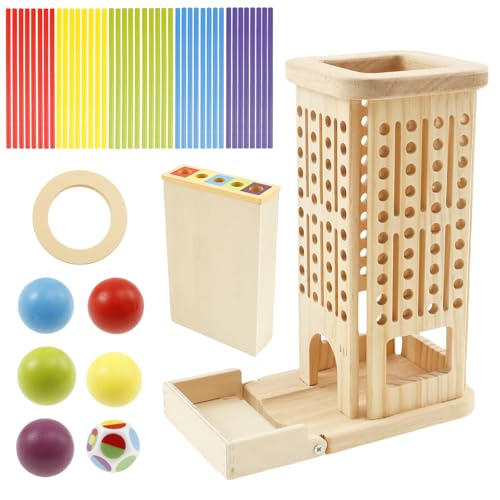 Deuson Farblernturm,3-in-1-Würfelspiel aus Holz,Brettspiel aus Holz,Fördert die Feinmotorik und Farberkennung von Kindern,Lernspielzeug für Kinder(bunt) von Deuson