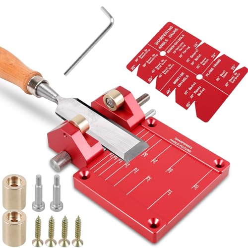 Deuson Honeing Guide Tool Aluminiumlegierung Meißelschärfen Schärfes Verstellbares Holzbearbeitungsschärferhalterungshalterungswinkel Holzmeißel Schärfhalter mit Doppelwalze für 5/32-Zoll-3-Zoll-Meiße von Deuson