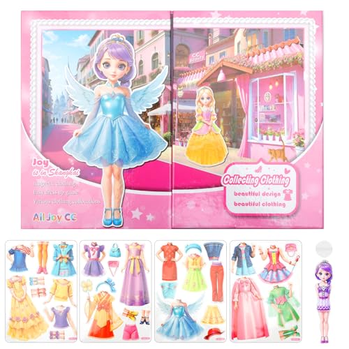 Dress me Up Stickerbuch,Topmodel Aufkleber,Reusable Sticker Book,Magnetisches Quiet Book,Mädchen Geschenk,3D Sticker,für Verkleiden,Reisen und Autofahren(Stil 2) von Deuson