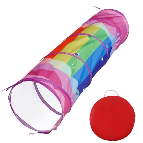 Spieltunnel,Spieltunnel für Kinder,Krabbeltunnelzelt aus Oxford Stoffmaterial,Krabbelspielzeug Kinder,46 cm Runder Breiter Eingang,für Heimparks,Camping und Hinterhöfe(regenbogenfarbe) von Deuson