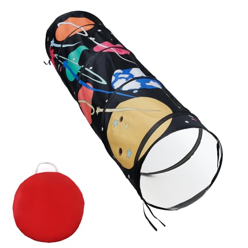 Spieltunnel,Spieltunnel für Kinder,Krabbeltunnelzelt aus Oxford Stoffmaterial,Krabbelspielzeug Kinder,46 cm Runder Breiter Eingang,für Heimparks,Camping und Hinterhöfe(schwarz) von Deuson