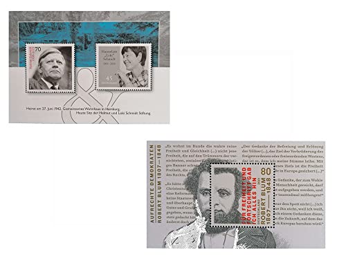 Deutsche Post Robbert´s Briefmarken Block 83 Helmut u. Loki Schmidt und Block 89 Robert Blum, postfrisch Deutsche Post Robbert´s Briefmarken Block 83 Helmut u. Loki Schmidt und Block 89 Robert Blum, postfrisch von Deutsche Post