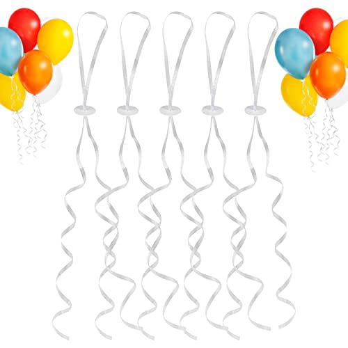 50 Ballonverschlüsse Helium mit Schnur, Ballonverschlüsse mit Polyband Weiss, Ballonverschluss Ballonbänder für Machen Luftballon Girlande, Hochzeitsfeier, Geburtstag, Party von Devenirriche