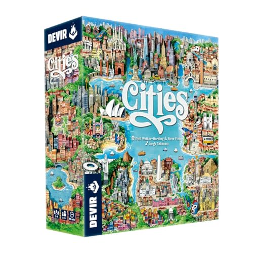 DEVIR - Städte - Action- und Ressourcen-Stadtbau-Spiel - Wettbewerbsfähige und strategische Brettspiele für Erwachsene und Kinder - 2 bis 4 Spieler, ab 10 Jahren von Devir
