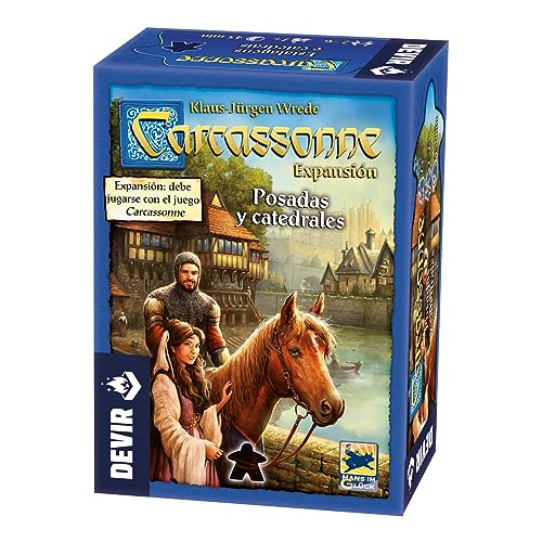 Devir - Carcassone Erweiterung Gasthäuser und Kathedrale, Brettspiel, Brettspiel 8 Jahre, Familienbrettspiel, Brettspiel mit Freunden (BGCARPO) von Devir