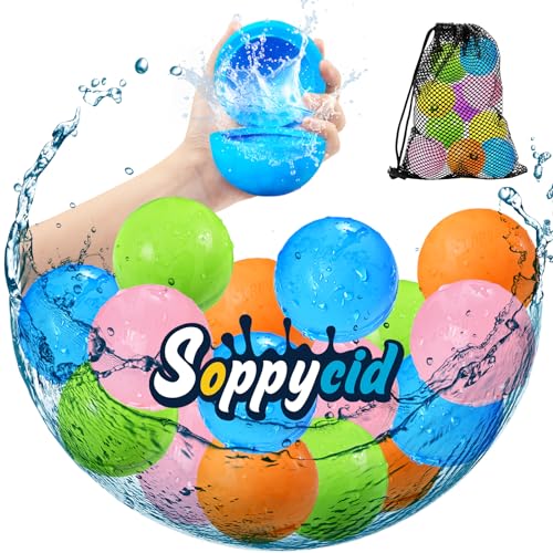 Wasserbomben Wiederverwendbar Pool Spielzeug 16 StüCk,Wiederverwendbare Wasserbomben FüR Kinder,Wasserbomben SelbstschließEnd FüR Strandspielzeug Wasserspielzeug Party,Wasserspielzeug Kinder Outdoor von Devlibow