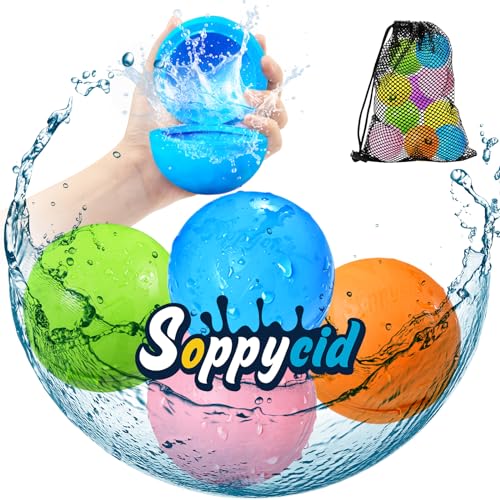 SOPPYCID 4 StüCk Wasserbomben Wiederverwendbar Pool Spielzeug,Wasserbomben SelbstschließEnd Wasserballons Wiederverwendbar FüR Wasserspielzeug Party,wasserspielzeug Pool,Wasserspielzeug Kinder Outdoor von Devlibow