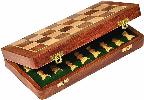 Devyom Handgefertigtes Schachbrett-Set aus Holz, 35,6 x 35,6 cm, mit magnetischem Schachmann von Devyom