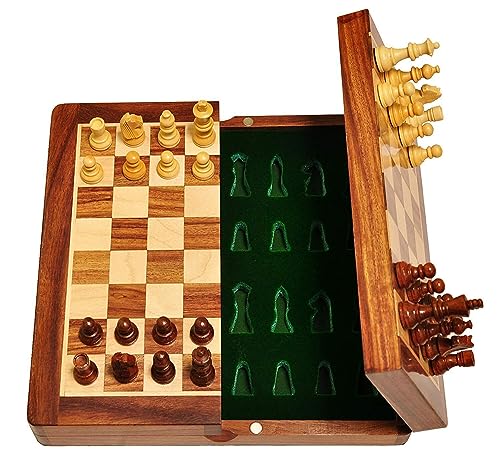 Devyom Magnetisches Schachbrett aus Holz im Schrank-Stil, 35,6 cm, aus Akazienholz von Devyom