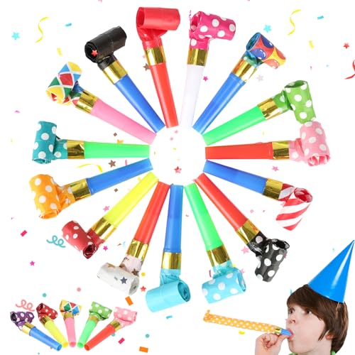 Dewdropdale 80 Stück Tröte, 8,5 x 2,8cm Tröten Kindergeburtstag, Bonbonfarben Partytröten, Tröten für Kinderspielzeug, Tröte Kinder für Neujahr, Geburtstagsfeier, Graduierungsfeier, Weihnachten von Dewdropdale