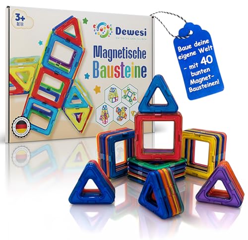 Magnetische Bausteine 40 Teile für Kinder ab 3 Jahre von deutscher Marke, Lernspielzeug für Junge und Mädchen, kreatives Bauen, Spielzeug Magnetbau-steine, Bauklötze, Kinderspielzeug, Magnet Spiel Magnetische Bausteine 40 Teile für Kinder ab 3 Jahre von deutscher Marke, Lernspielzeug für Junge und Mädchen, kreatives Bauen, Spielzeug Magnetbau-steine, Bauklötze, Kinderspielzeug, Magnet Spiel von Dewesi