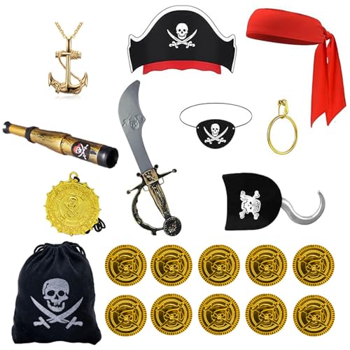 Dewireaey Piraten Kostüm Accessoires Für Kinder Und | Halloween Verkleidungszubehör,Kostümzubehör Für Karneval Faschingsparty Halloween Mottoparty Theater Event Und von Dewireaey
