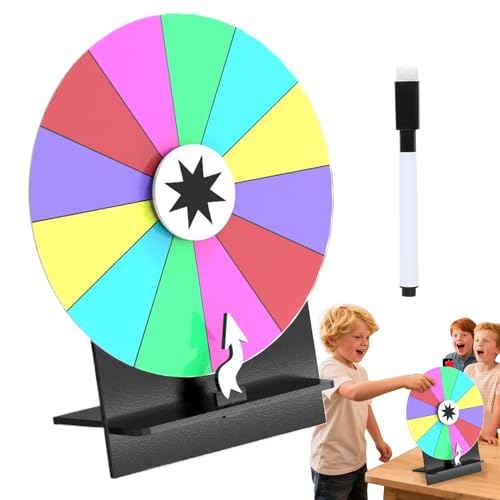 Dewireaey Preisrad Drehscheibe Mit Ständer,30 cm Glücksrad Drehscheibe | Tafel Mit 12 Fächern & Whiteboard Marker Als Roulette Tischspiel Für Veranstaltungen Familie Schule von Dewireaey