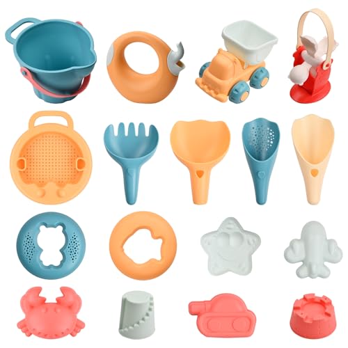 Dewocke 17 Stück Strand Sandspielzeug Set mit Wasserrad, Strandbuggy, Eimer, Sandformen, Netzbeutel, Weichem Kunststoff Sandkasten Spielzeug Strand für Kinder Jungen Mädchen ab 1 2 3 Jahr Dewocke 17 Stück Strand Sandspielzeug Set mit Wasserrad, Strandbuggy, Eimer, Sandformen, Netzbeutel, Weichem Kunststoff Sandkasten Spielzeug Strand für Kinder Jungen Mädchen ab 1 2 3 Jahr von Dewocke