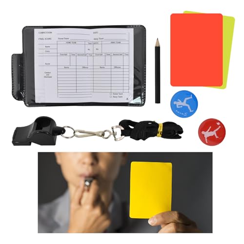 Dewocke Schiedsrichter Set, FußBall Schiedsrichter Karten Schiedsrichter Pfeifen Set, Karten und Scorebooks, Fußball Sachen für Spiel und Training für FußBallspiel Schulsport Dewocke Schiedsrichter Set, FußBall Schiedsrichter Karten Schiedsrichter Pfeifen Set, Karten und Scorebooks, Fußball Sachen für Spiel und Training für FußBallspiel Schulsport von Dewocke